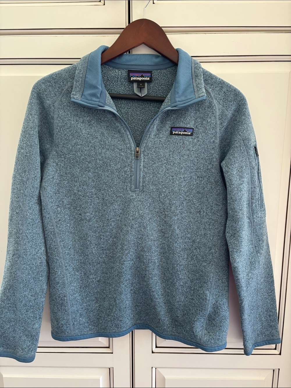 Patagonia Better Sweater 1/4 Zip Rare Heather Blue Pullover Layer Warmth Women S - Picture 2 of 12